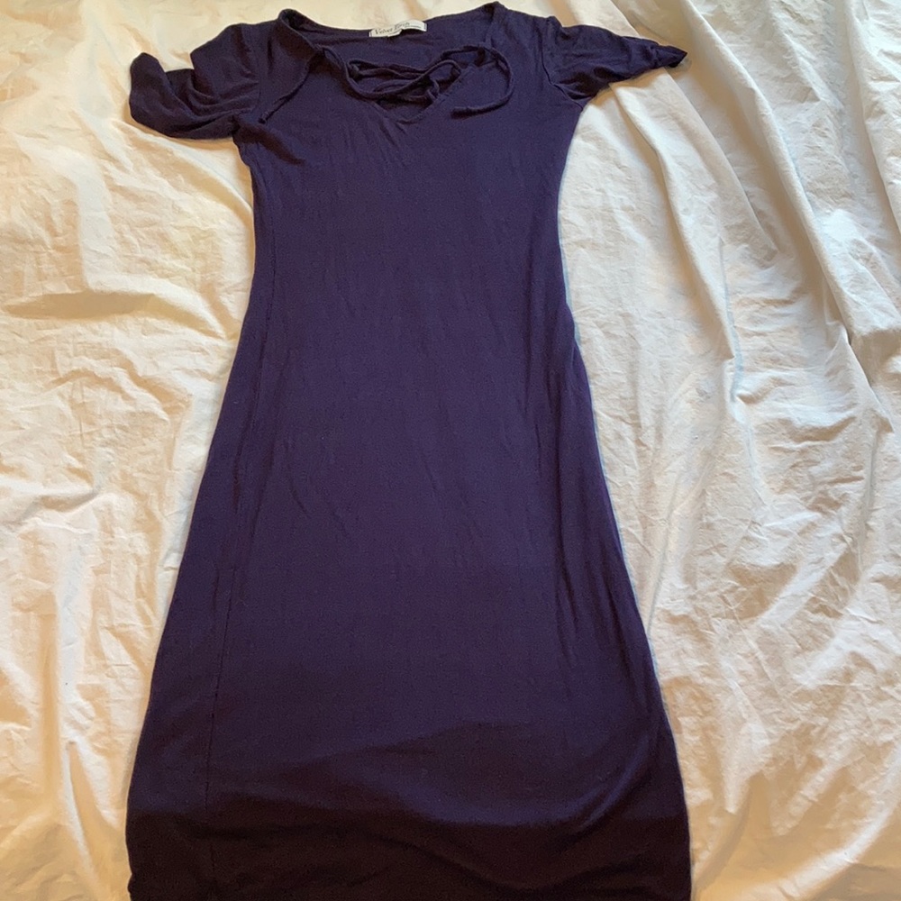 Velvet Torch women’s navy blue mid length dress
